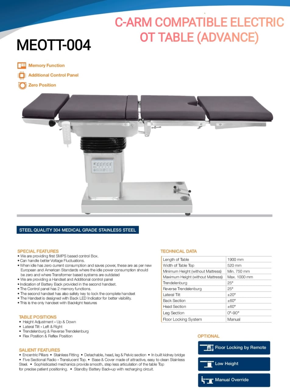 C-ARM COMPATIBLE ELECTRIC OT TABLE ADVANCE
